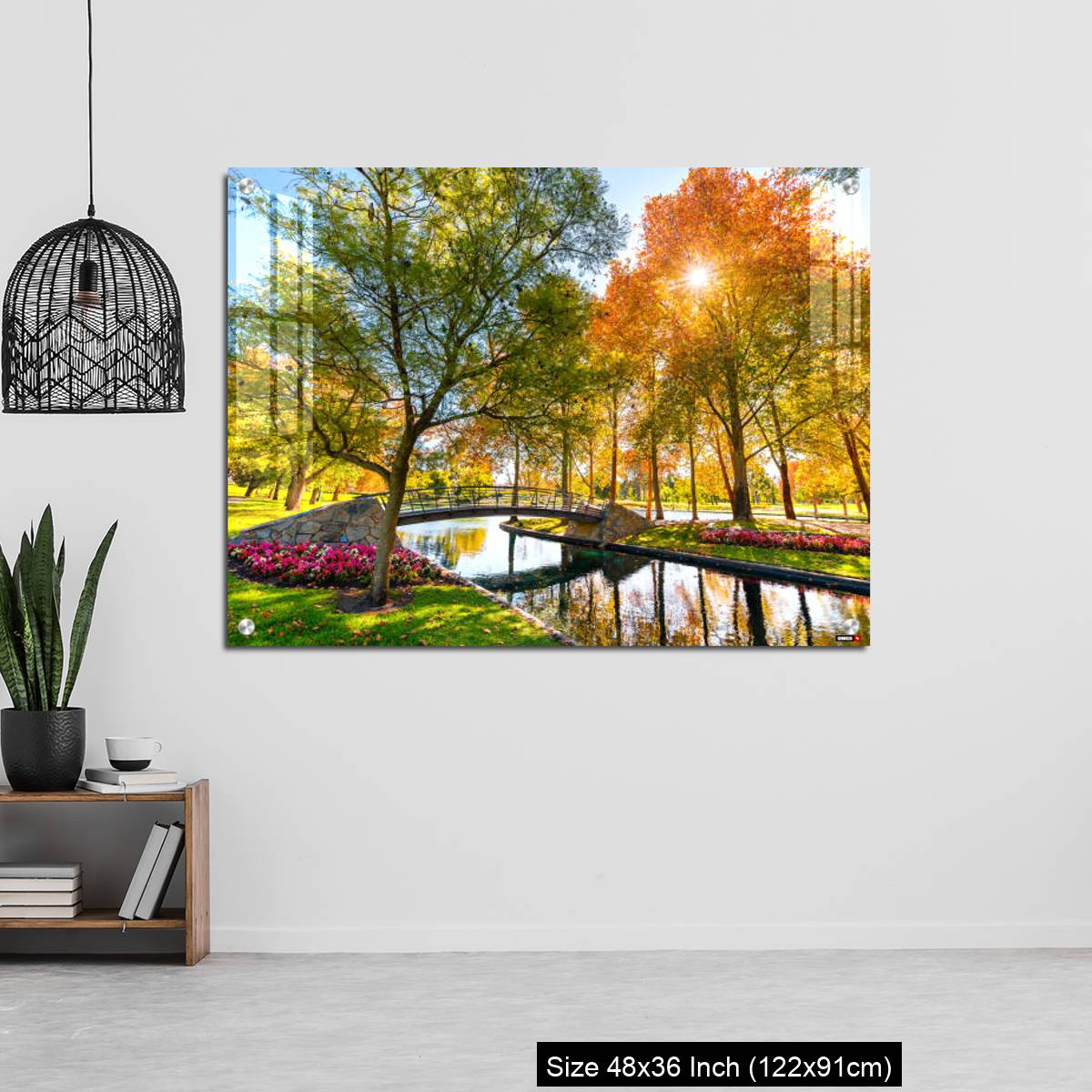 OMGs Acrylic Wall Decor – Rymill Park with bridge over the pond in Adelaide city - Image 6
