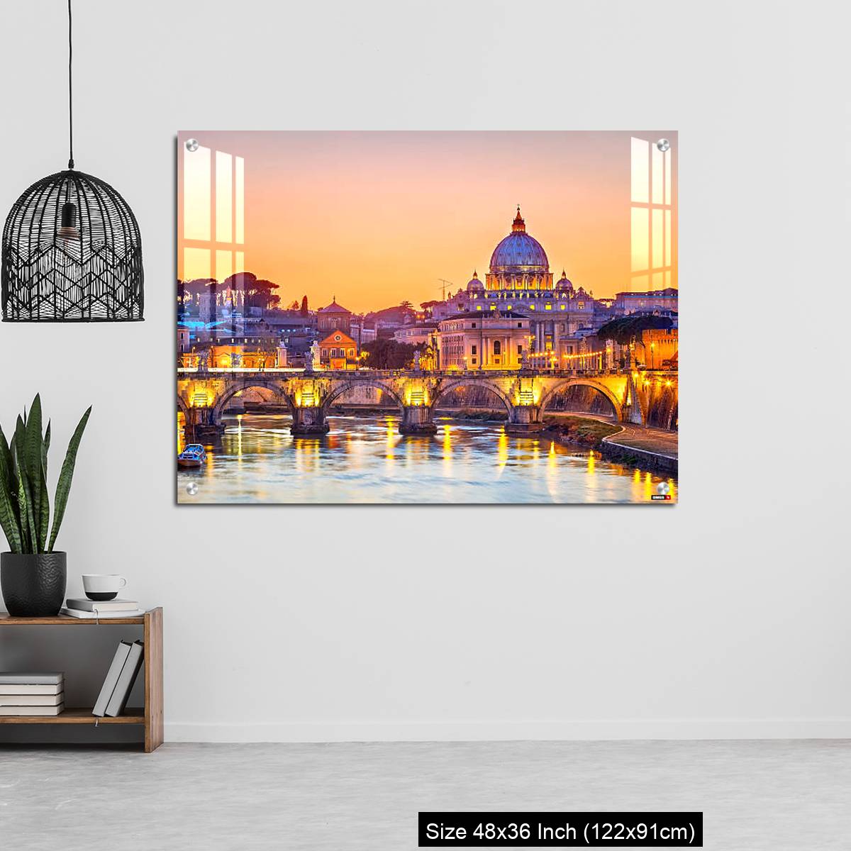 OMGs Acrylic Wall Decor – View on Tiber and St. Peter's cathedral at night, Rome - Image 6
