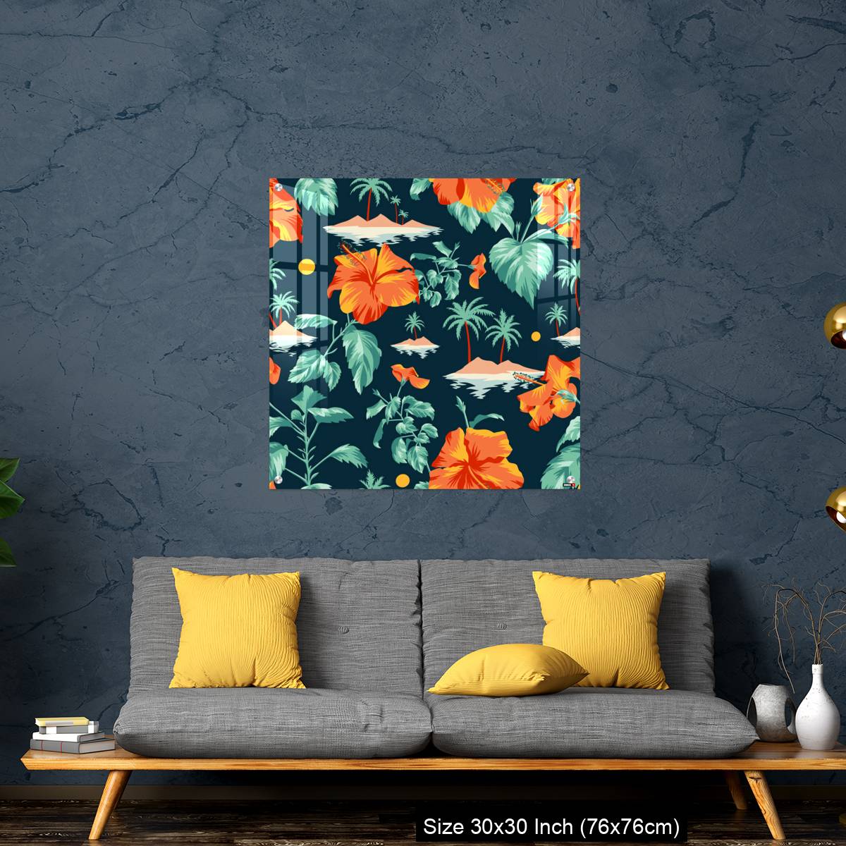 OMGs Acrylic Wall Decor – Floral seamless pattern with Chinese Hibiscus rose flowers. - Image 7