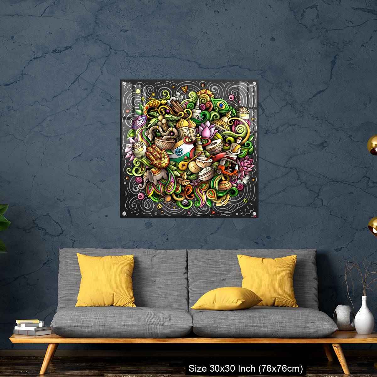 OMGs Acrylic Wall Decor – India hand drawn cartoon doodles - Image 7