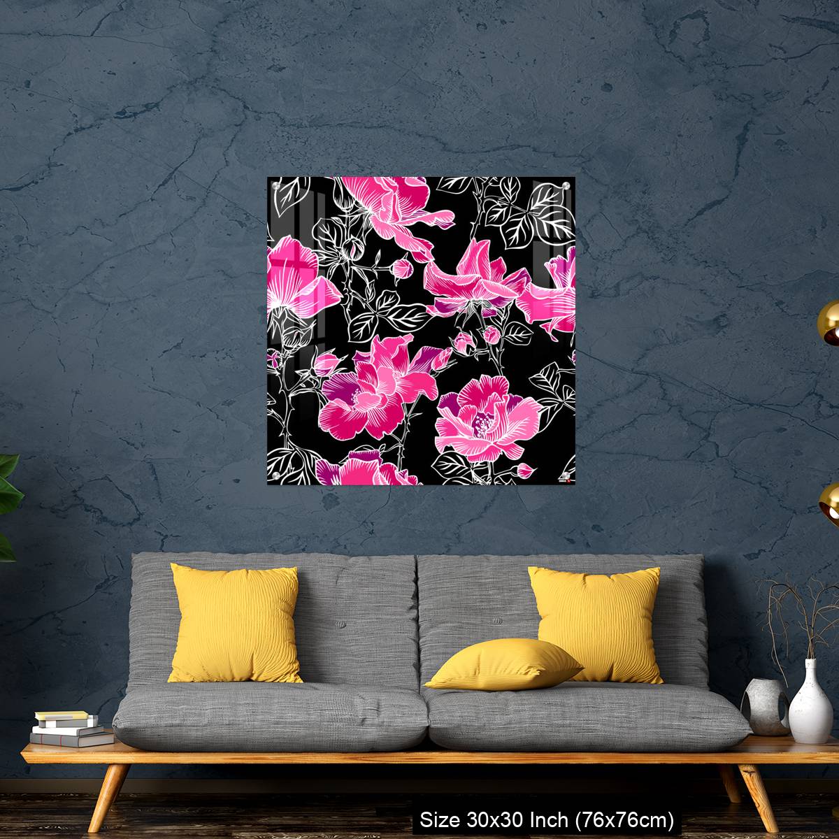 OMGs Acrylic Wall Decor – Seamless pattern with blossom red large roses petals buds and leaves. - Image 7