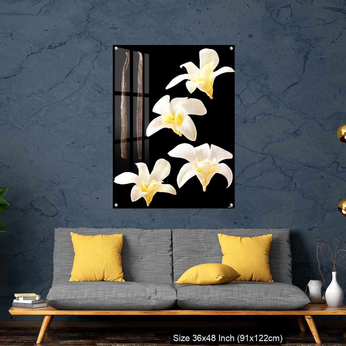 OMGs Acrylic Wall Decor – Vanilla flowers and stick isolated on black background - Image 7