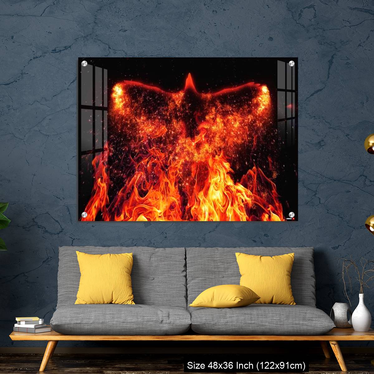 OMGs Acrylic Wall Decor – A firebird flapping its wings in the dark - Image 7
