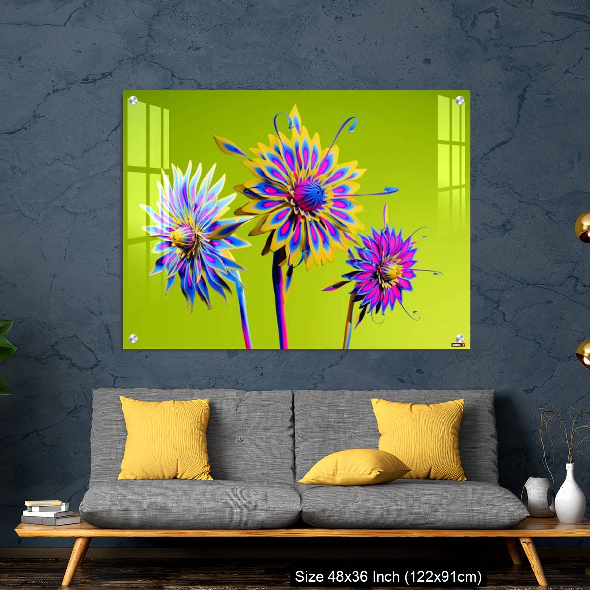 OMGs Acrylic Wall Decor – Artificial Multicolor CGI Abstract flowers_stock photo - Image 7