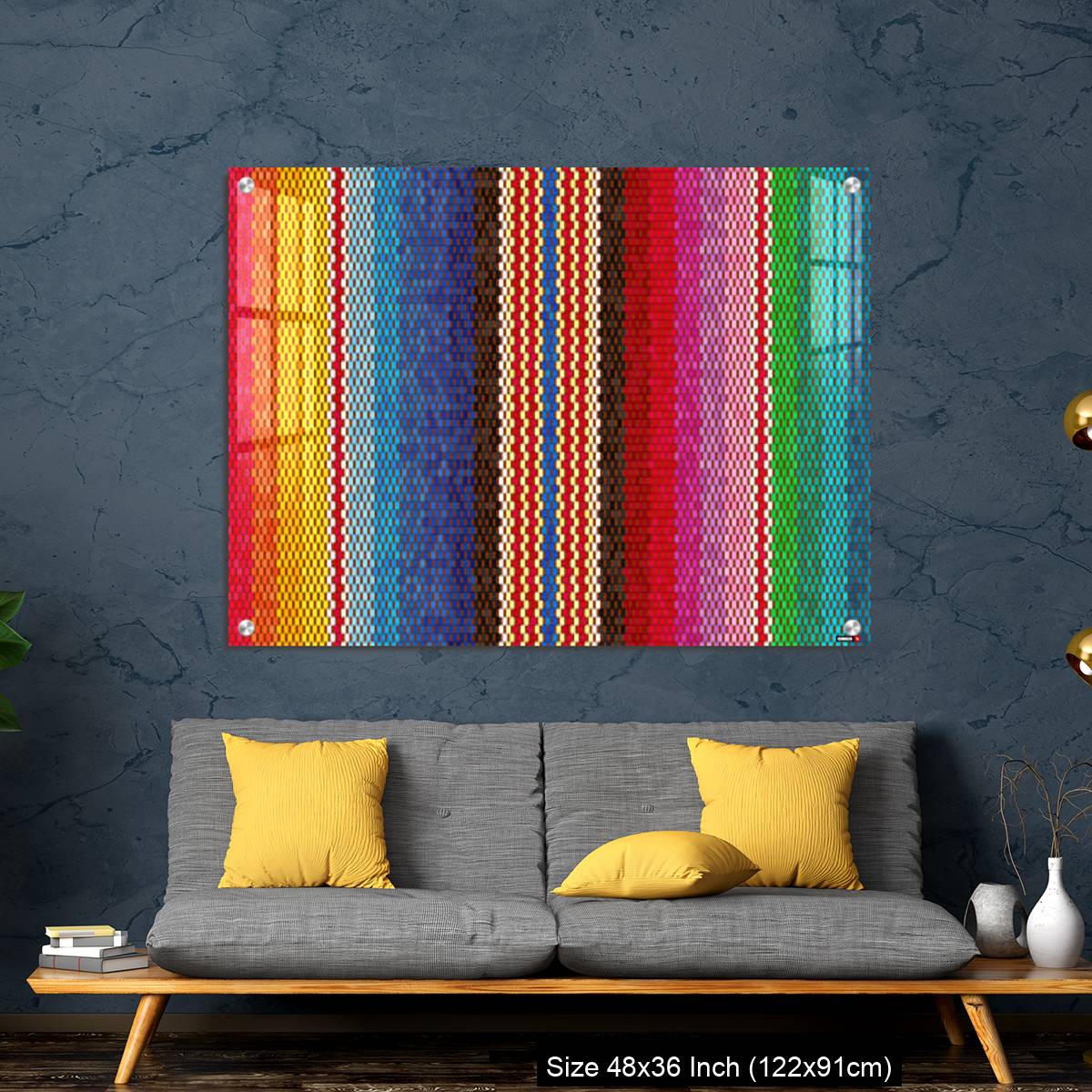 OMGs Acrylic Wall Decor – Background for Cinco de Mayo party decor or ethnic mexican fabric pattern with colorful stripes. - Image 7