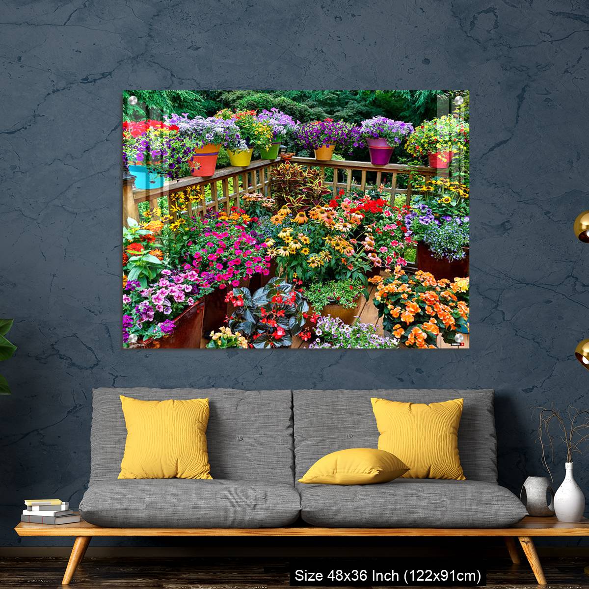 OMGs Acrylic Wall Decor – Colorful flowers and pots on deck - Image 7