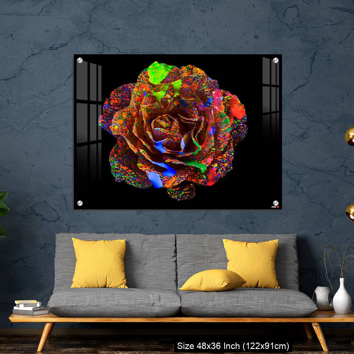 OMGs Acrylic Wall Decor – Flower on Color ink illuminating with black light - Image 7