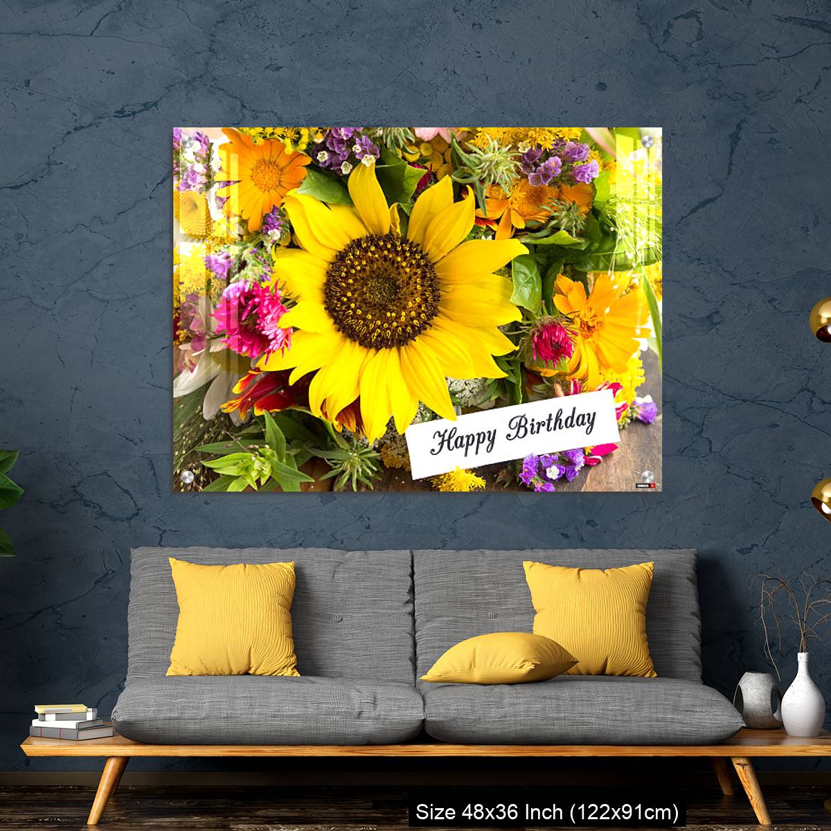 OMGs Acrylic Wall Decor – Happy Birthday Card with Bouquet of Summer Flowers - Image 7