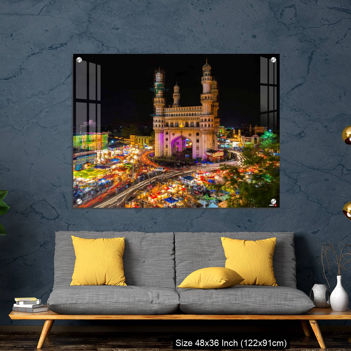 OMGs Acrylic Wall Decor – High Wide Angle View of Charminar in the Night - Image 7