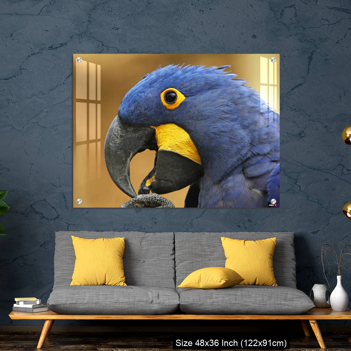 OMGs Acrylic Wall Decor – Hyacinth Macaw, anodorhynchus hyacinthinus, portrait of Adult with open Beak - Image 7