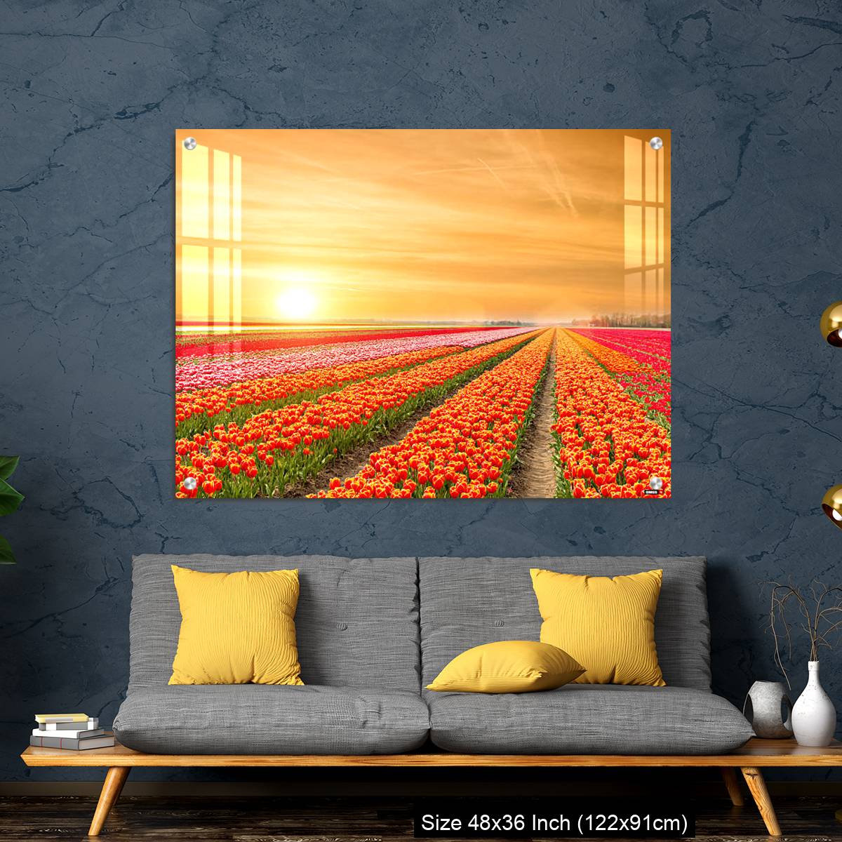 OMGs Acrylic Wall Decor – Landscape of Netherlands tulips with sunlight in Netherlands. - Image 7
