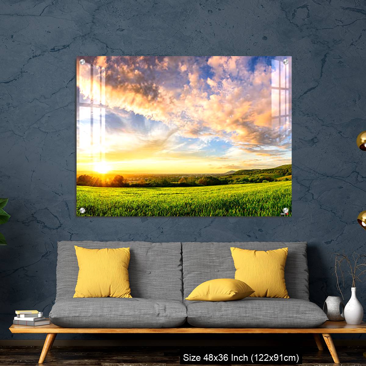 OMGs Acrylic Wall Decor – Panorama of colourful sunset on a green meadow - Image 7