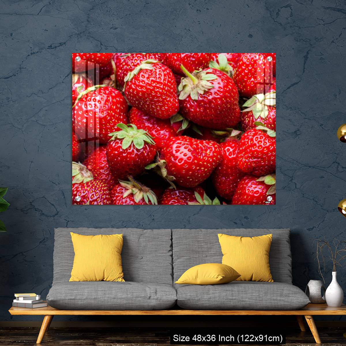OMGs Acrylic Wall Decor – Ripe organic strawberries full frame background - Image 7
