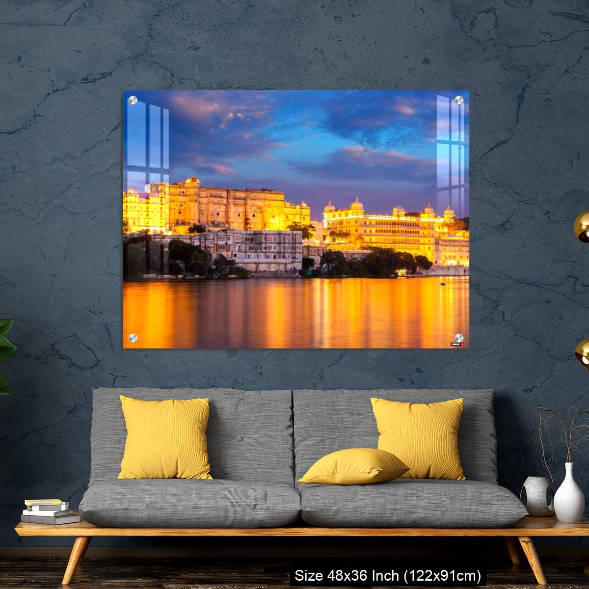 OMGs Acrylic Wall Decor – Udaipur City Palace in the evening view. Udaipur, India - Image 7