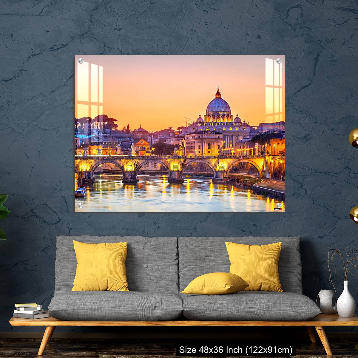 OMGs Acrylic Wall Decor – View on Tiber and St. Peter's cathedral at night, Rome - Image 7