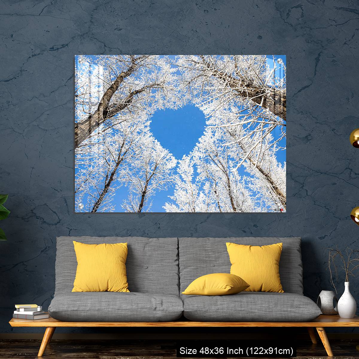 OMGs Acrylic Wall Decor – Winter landscape,branches form a heart-shaped pattern - Image 7