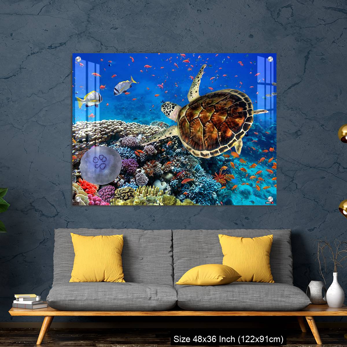 OMGs Acrylic Wall Decor – colorful coral reef with many fishes and sea turtle - Image 7