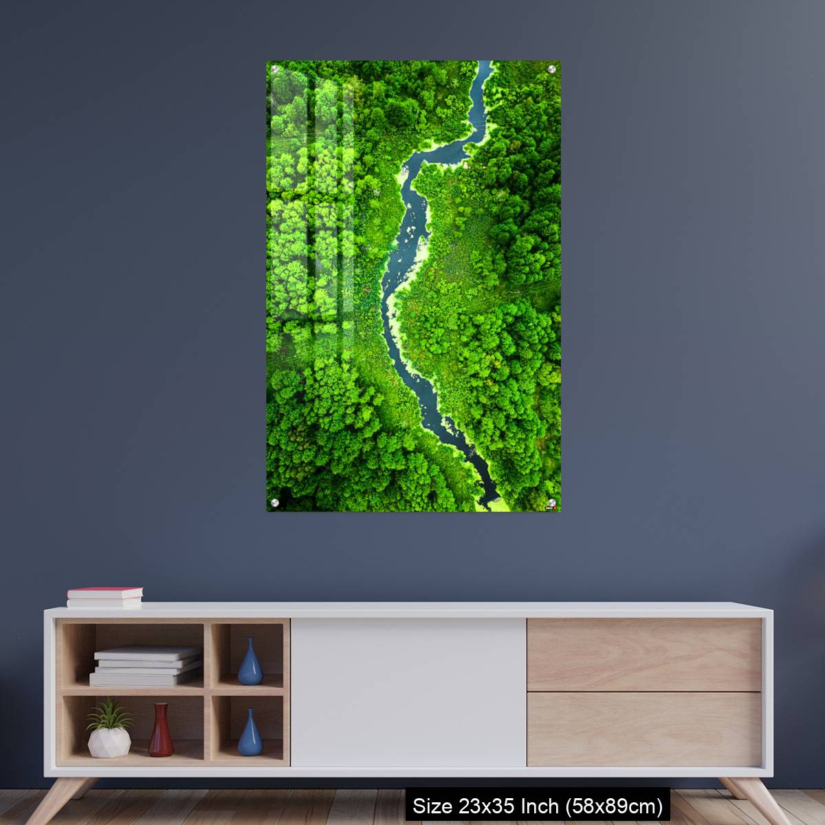 OMGs Acrylic Wall Decor – Top view of green algae on river in spring, Poland - Image 8
