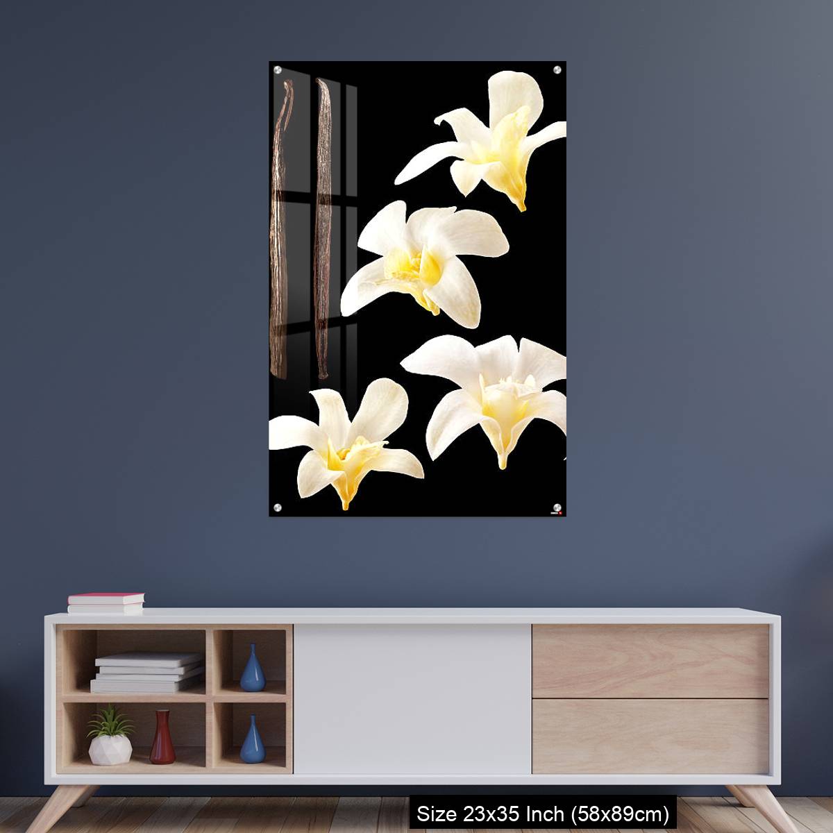 OMGs Acrylic Wall Decor – Vanilla flowers and stick isolated on black background - Image 8