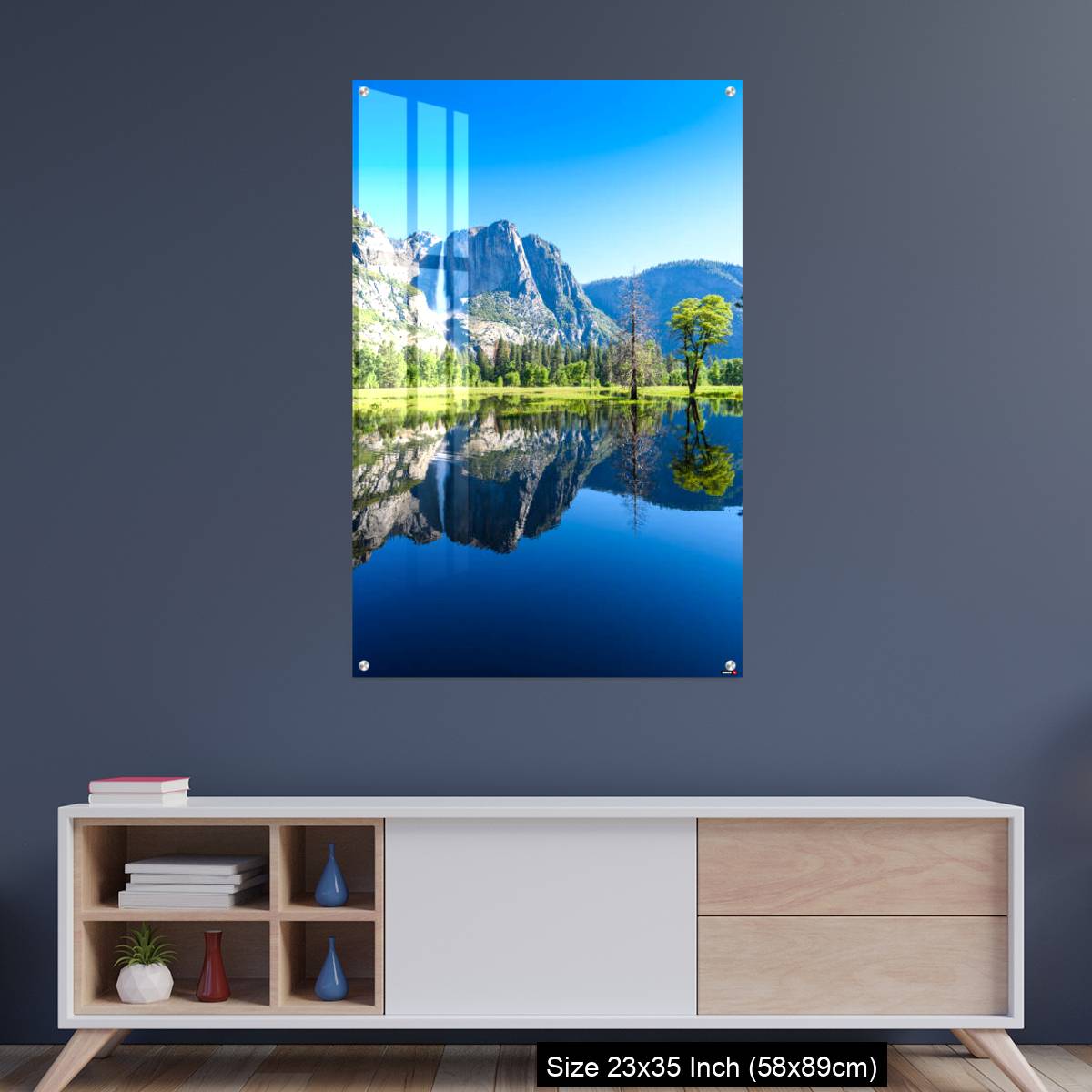 OMGs Acrylic Wall Decor – Reflection in Merced River of Yosemite waterfalls and beautiful mountain California, USA - Image 8