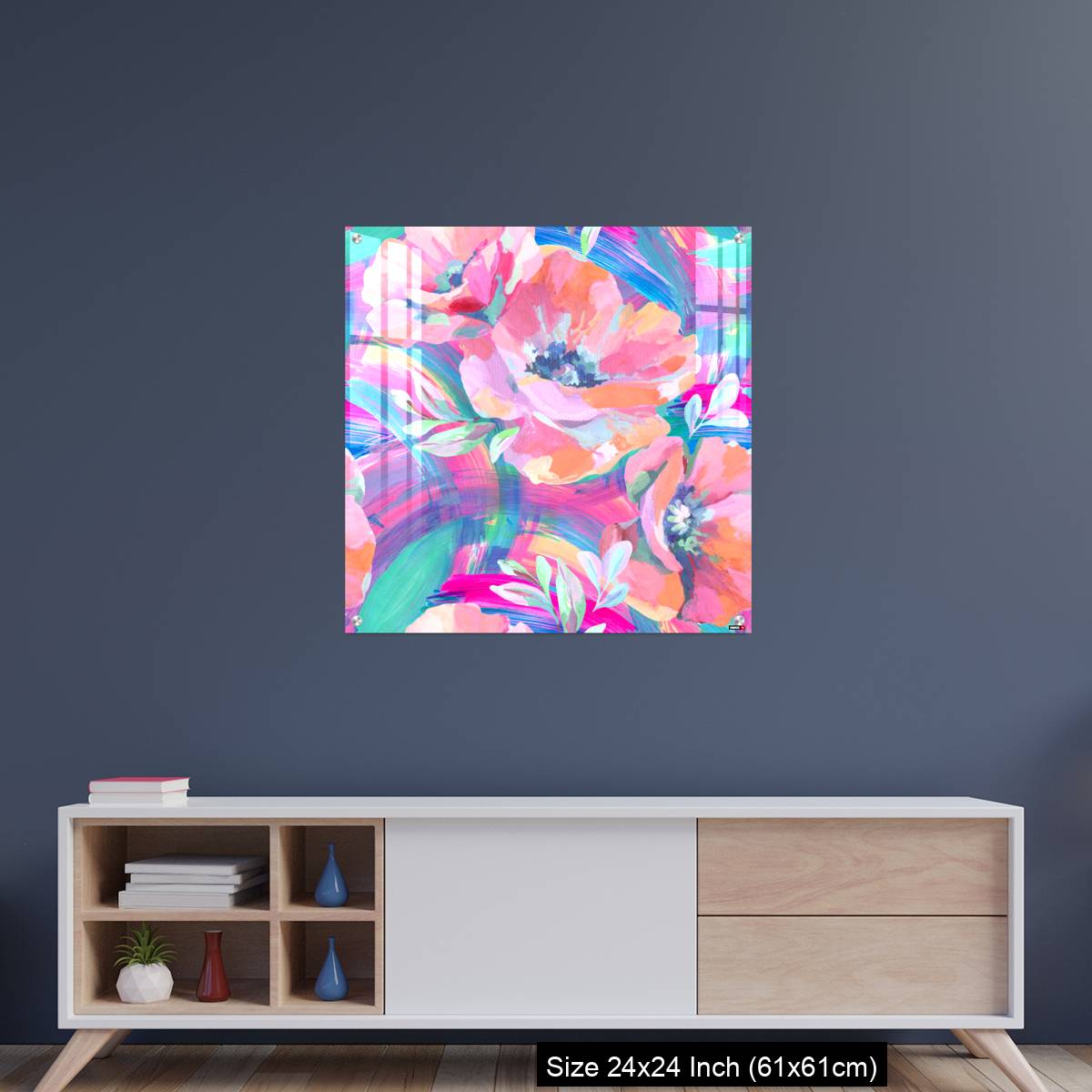 OMGs Acrylic Wall Decor – Acrylic flowers, leaves, paint smears seamless pattern. - Image 8