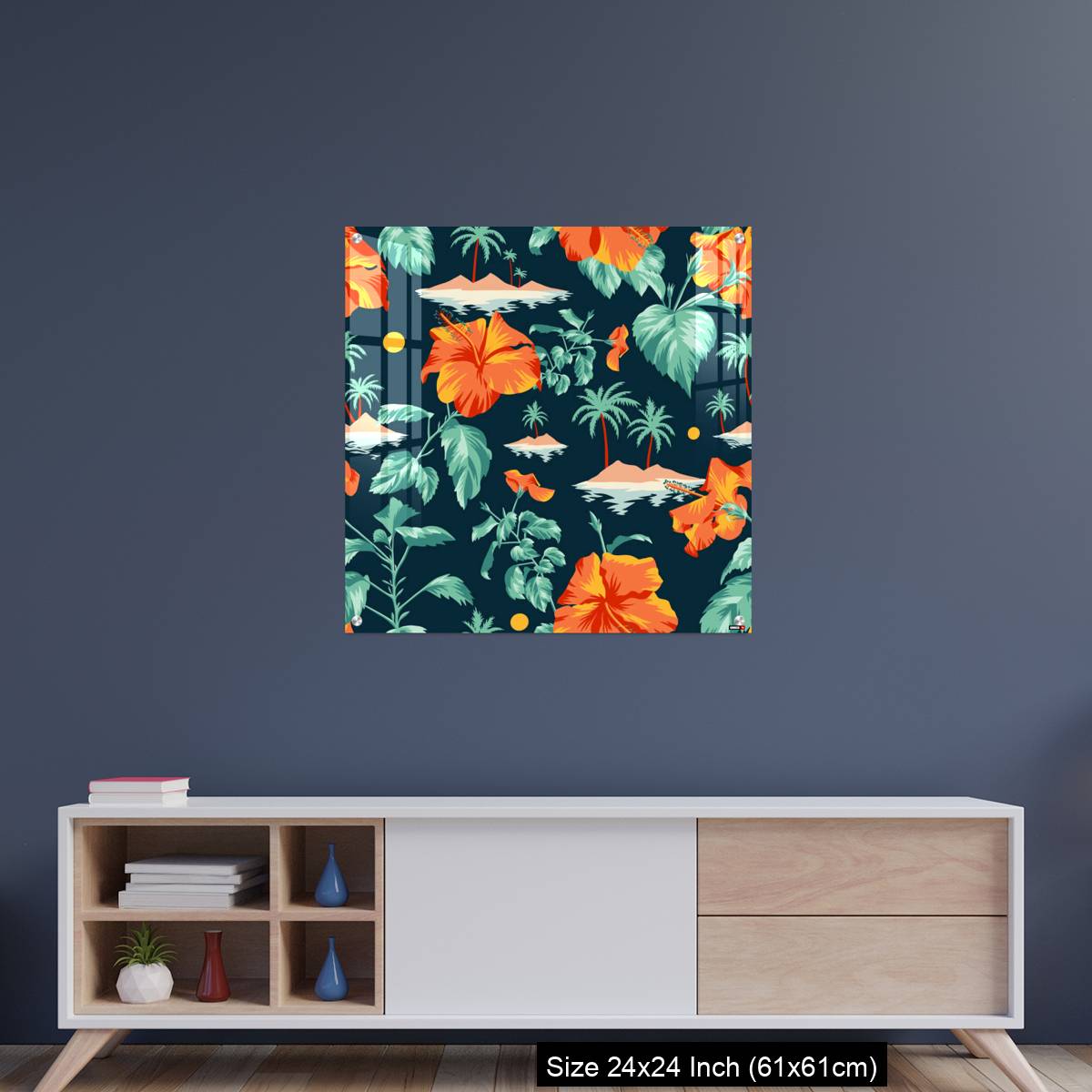 OMGs Acrylic Wall Decor – Floral seamless pattern with Chinese Hibiscus rose flowers. - Image 8