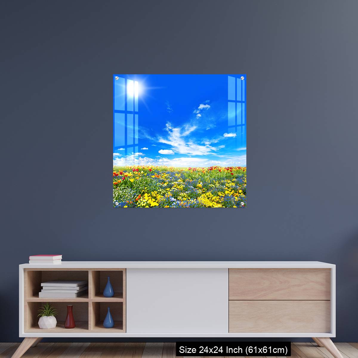 OMGs Acrylic Wall Decor – Meadow with colorful spring flowers. Tulips - Image 8