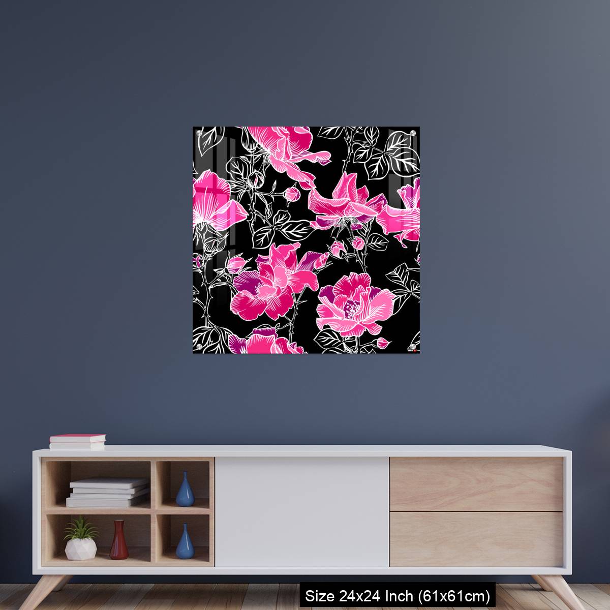 OMGs Acrylic Wall Decor – Seamless pattern with blossom red large roses petals buds and leaves. - Image 8