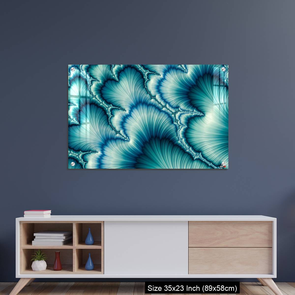 OMGs Acrylic Wall Decor – Aqua and Green psychedelic fractal background like floral petal - Image 8