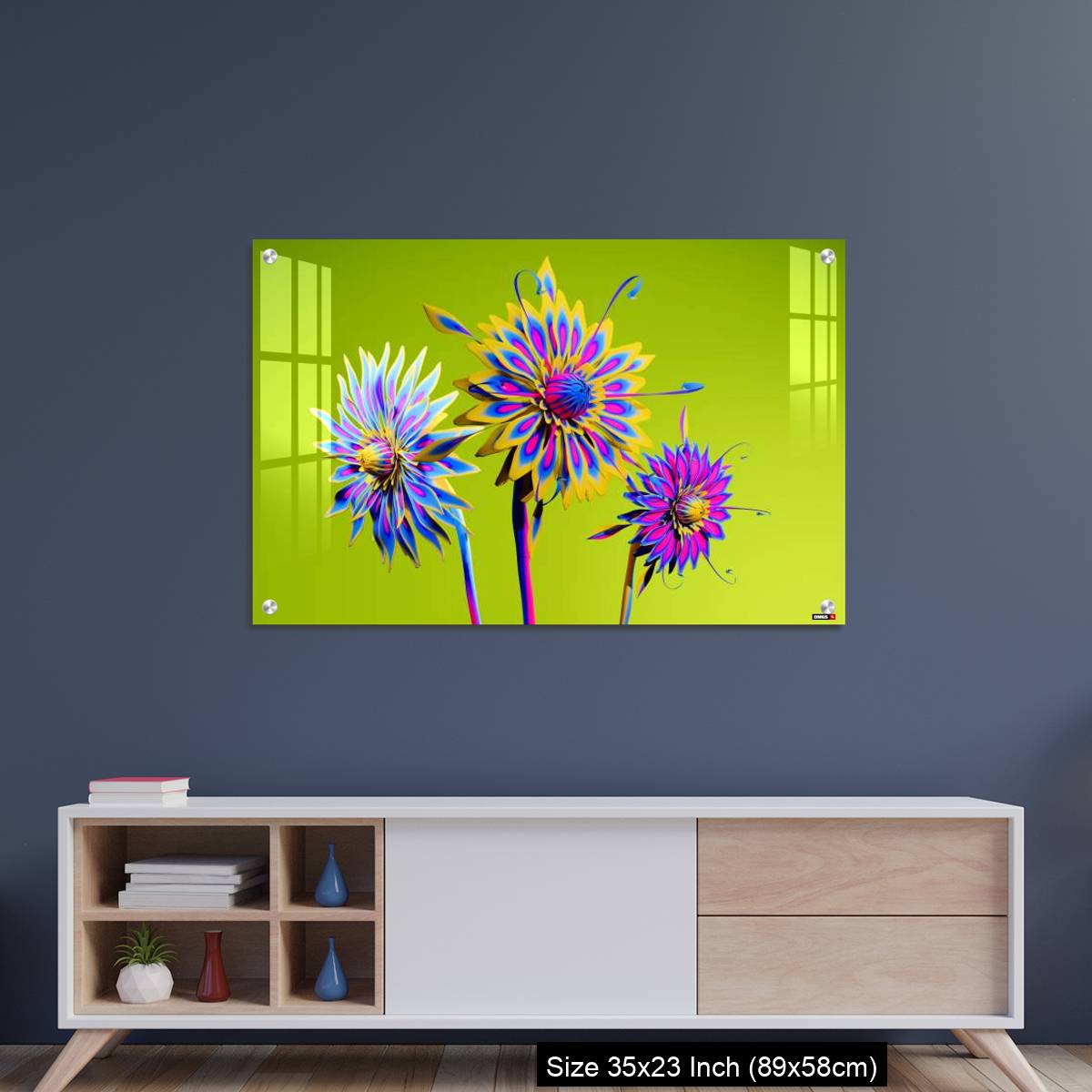 OMGs Acrylic Wall Decor – Artificial Multicolor CGI Abstract flowers_stock photo - Image 8