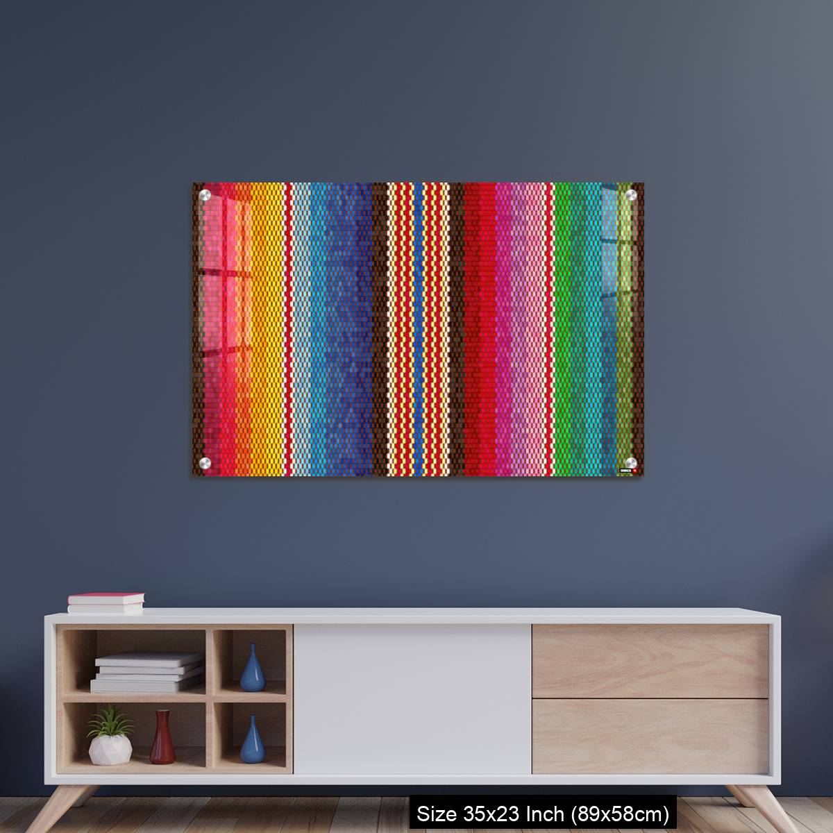 OMGs Acrylic Wall Decor – Background for Cinco de Mayo party decor or ethnic mexican fabric pattern with colorful stripes. - Image 8