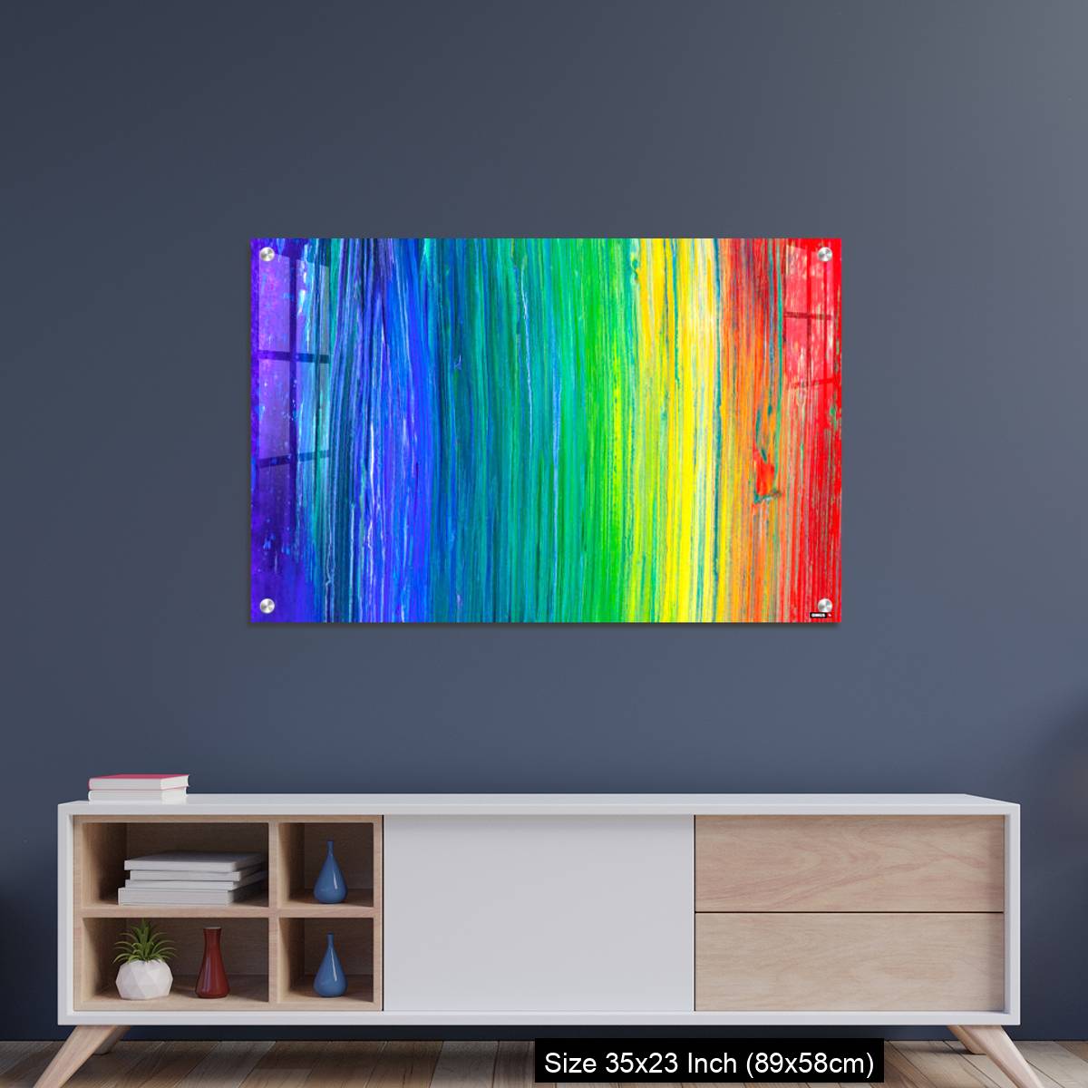 OMGs Acrylic Wall Decor – Brush stroke in rainbow colors colorful background. Symbol of childhood or equality - Image 8