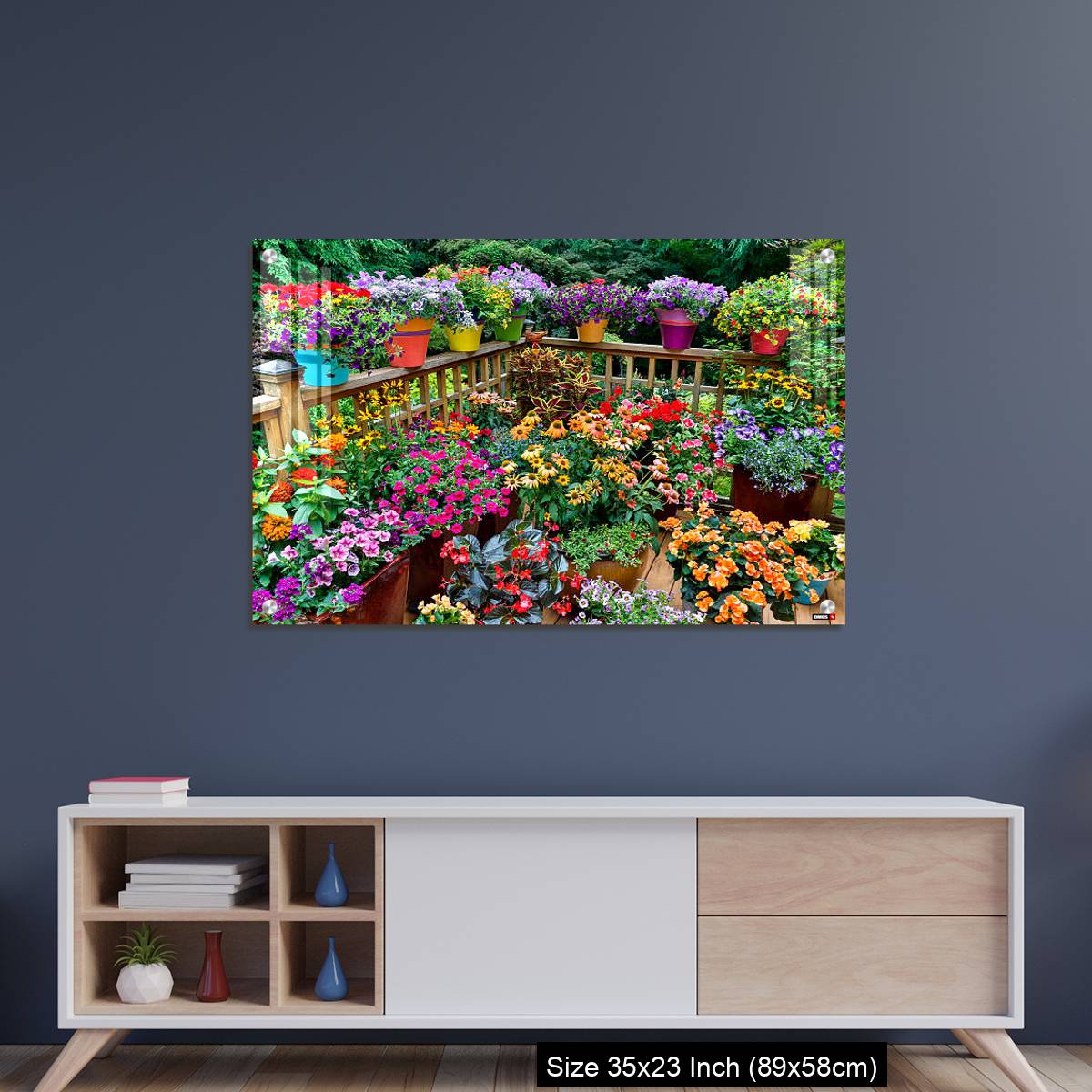 OMGs Acrylic Wall Decor – Colorful flowers and pots on deck - Image 8