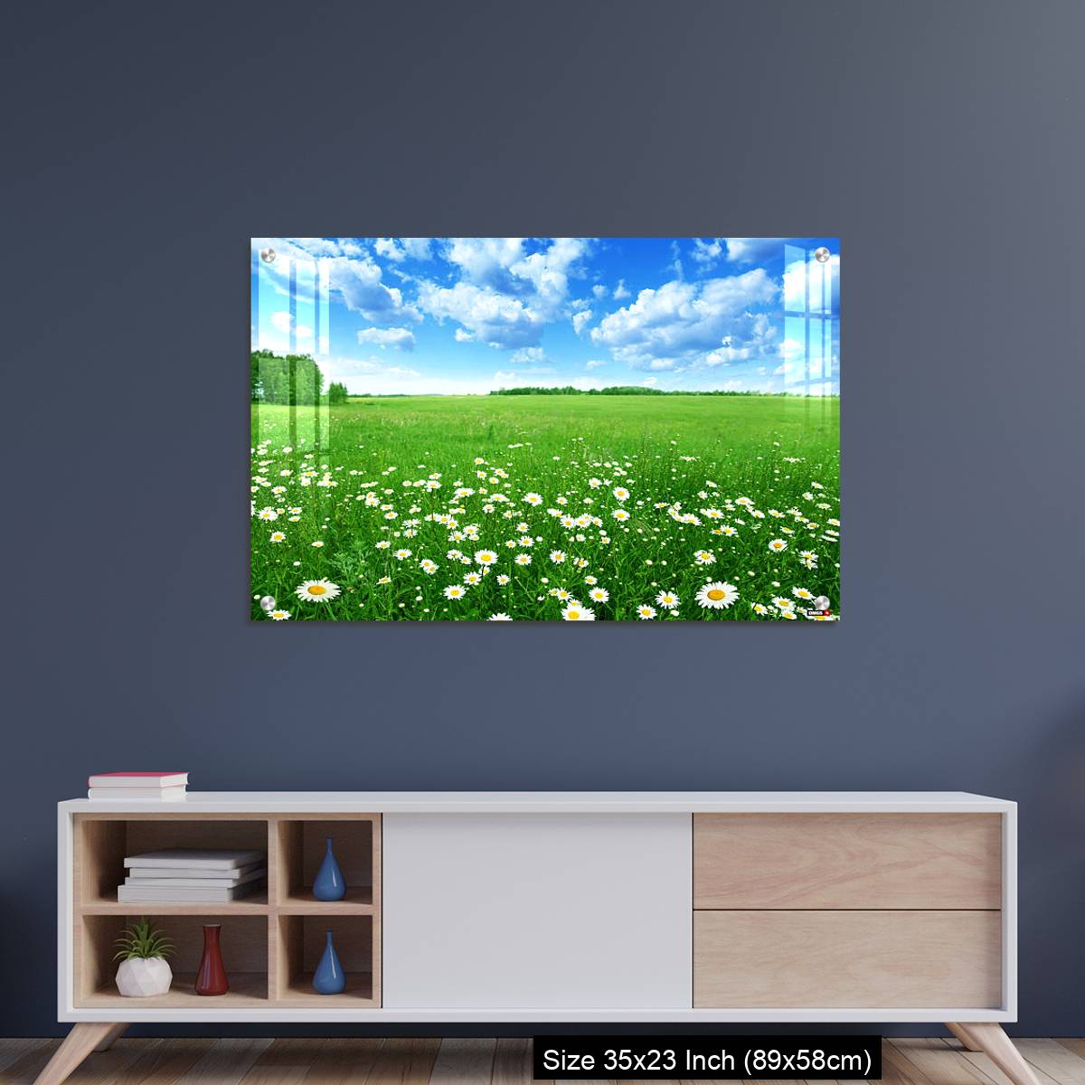 OMGs Acrylic Wall Decor – Field with white daisies under blue sky. - Image 8