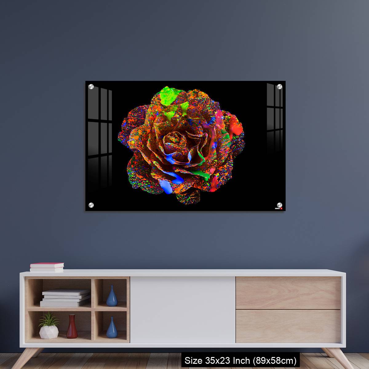OMGs Acrylic Wall Decor – Flower on Color ink illuminating with black light - Image 8