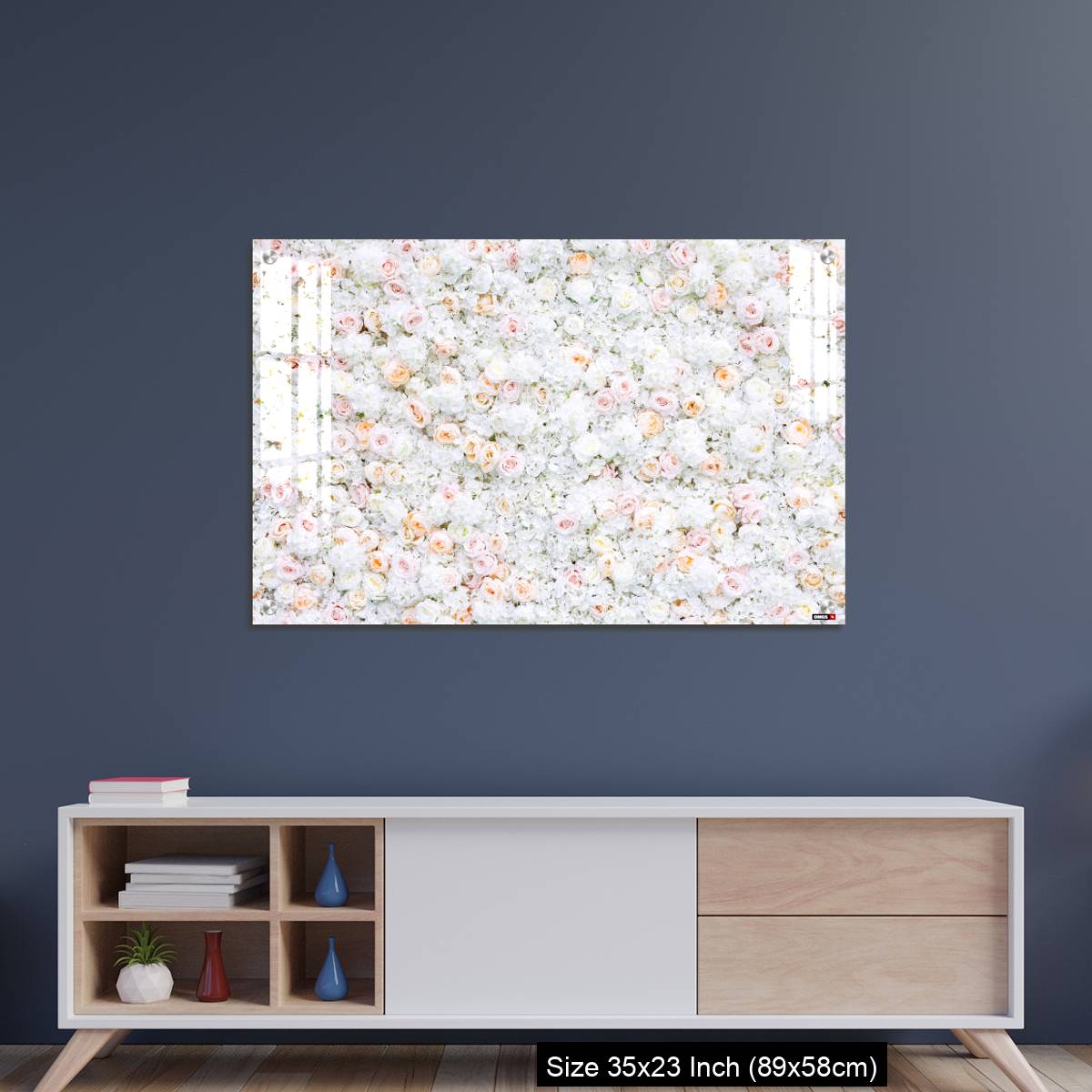 OMGs Acrylic Wall Decor – Flowers wall background with white and light orange roses. - Image 8