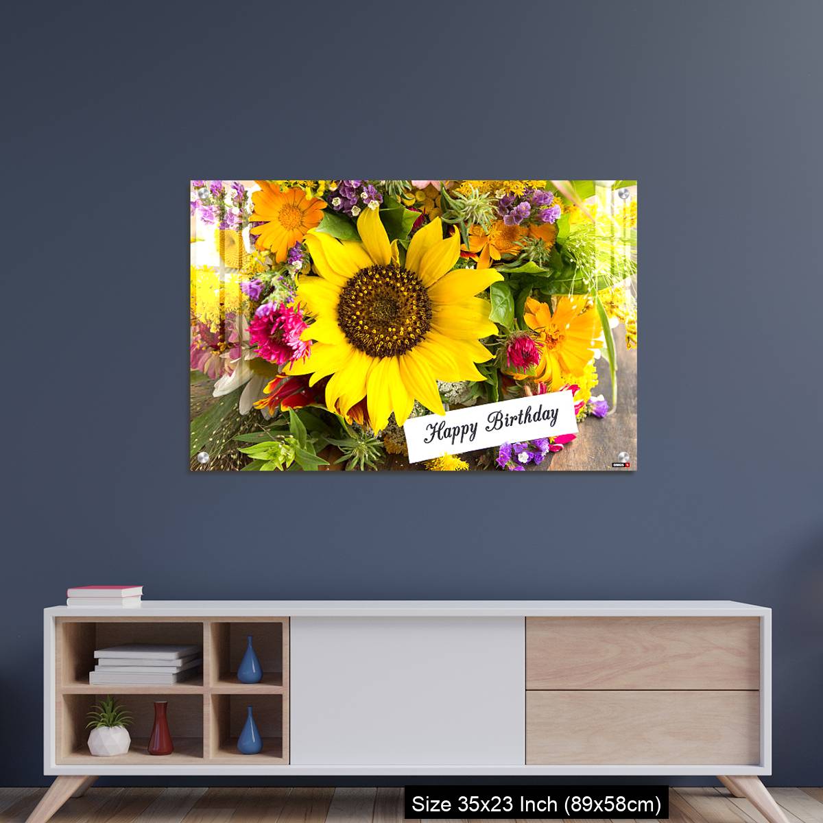 OMGs Acrylic Wall Decor – Happy Birthday Card with Bouquet of Summer Flowers - Image 8