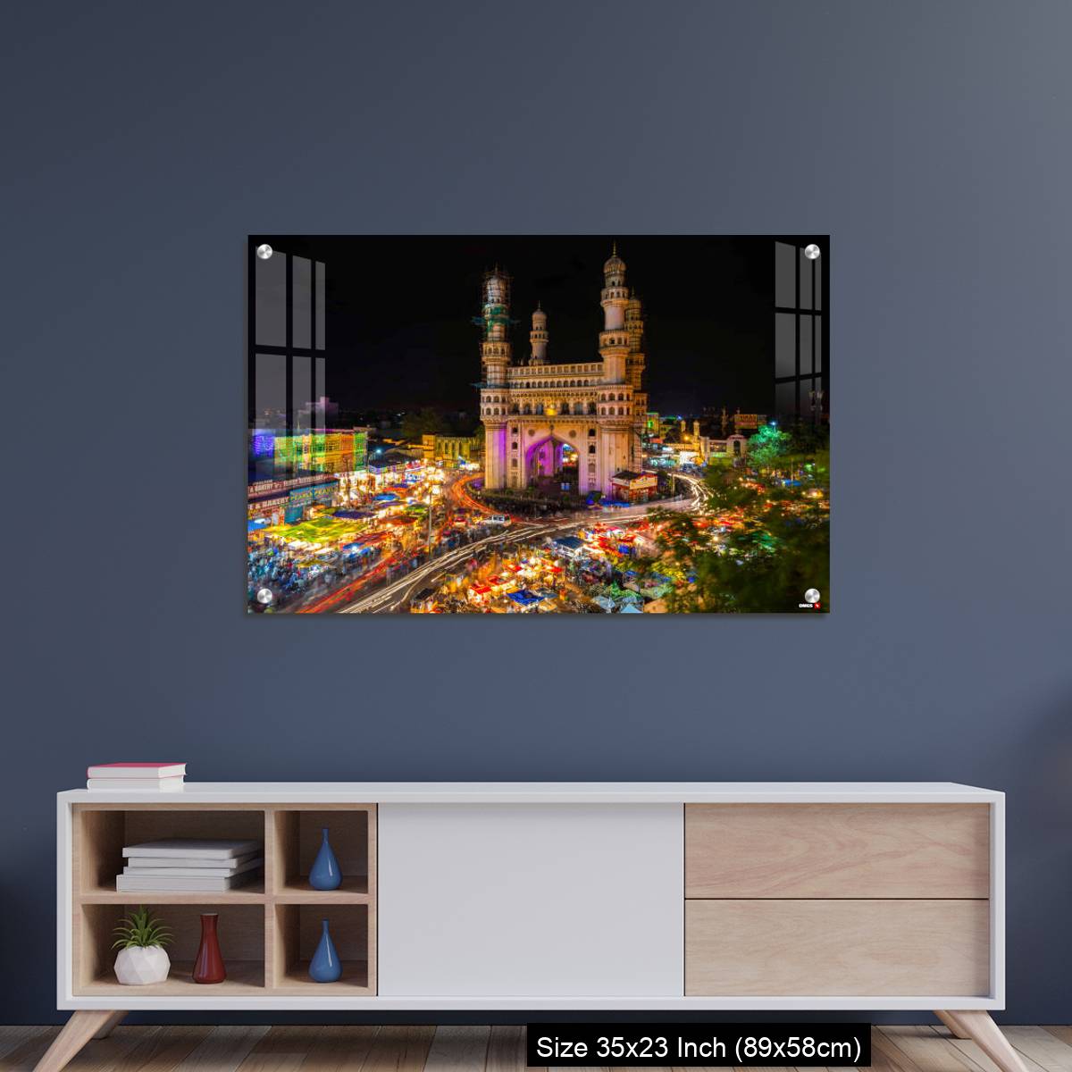OMGs Acrylic Wall Decor – High Wide Angle View of Charminar in the Night - Image 8