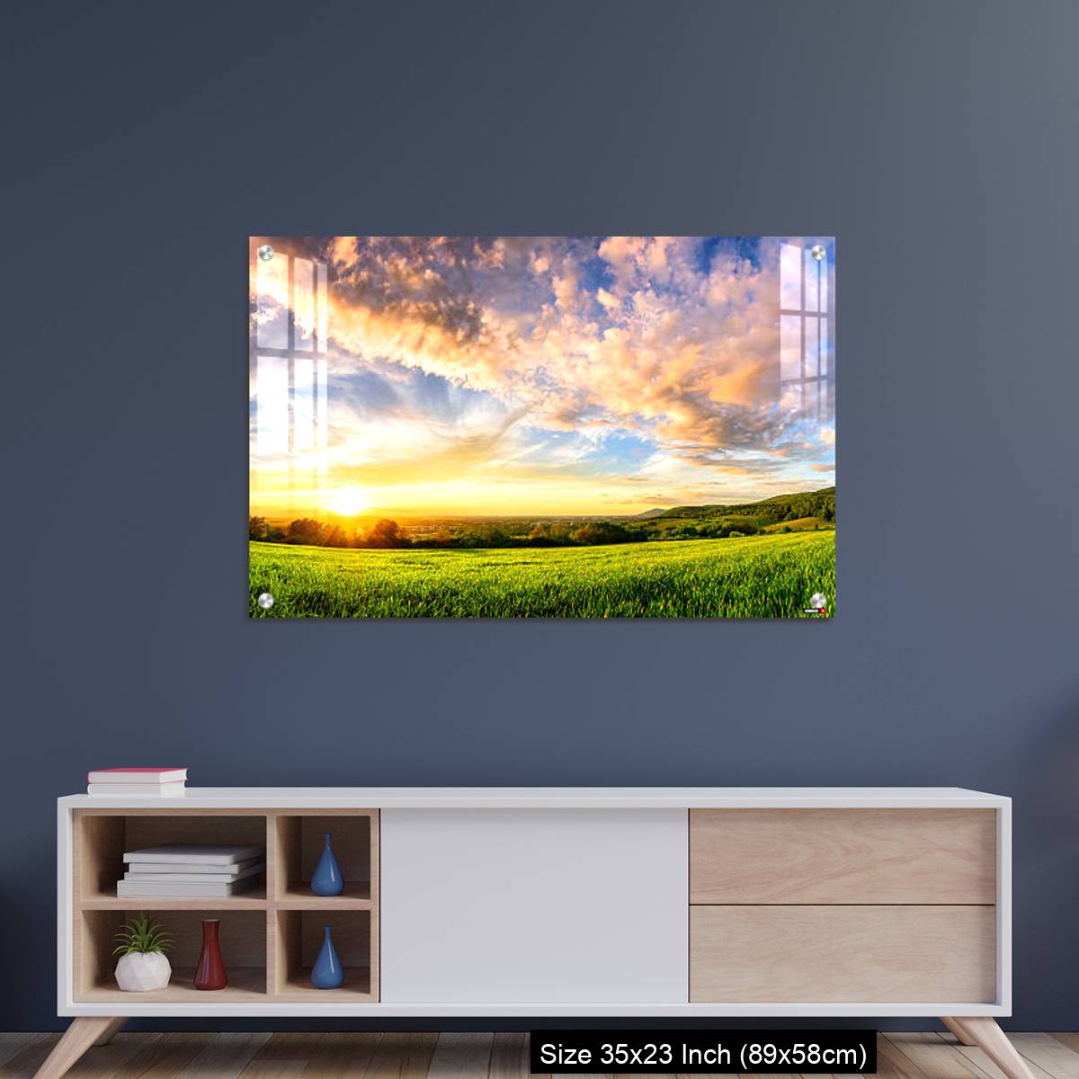 OMGs Acrylic Wall Decor – Panorama of colourful sunset on a green meadow - Image 8