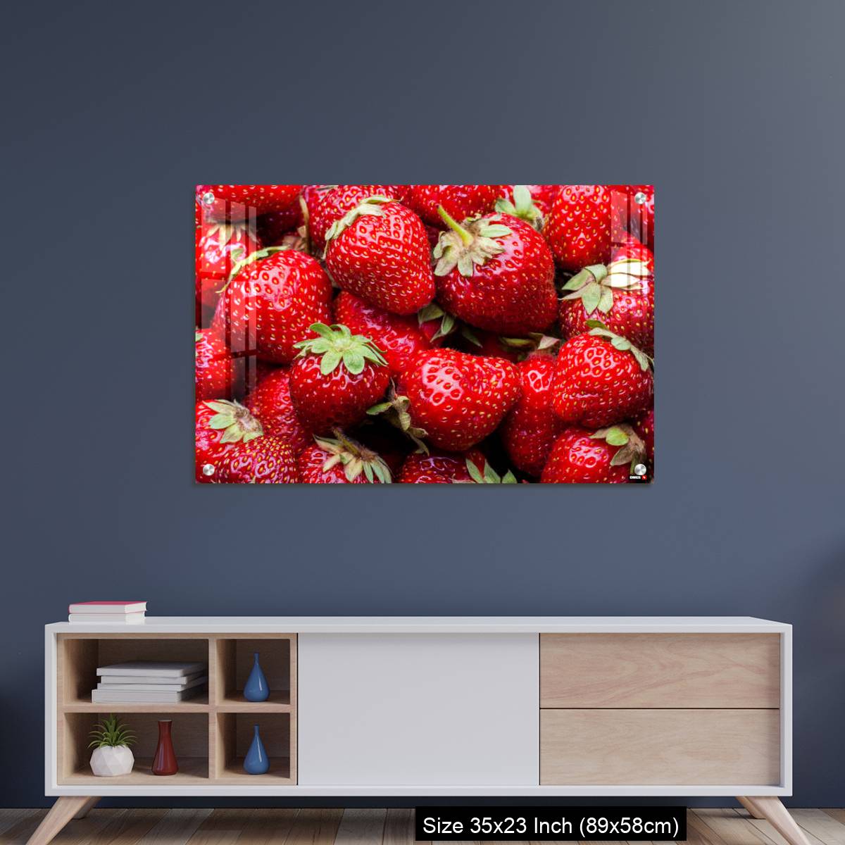 OMGs Acrylic Wall Decor – Ripe organic strawberries full frame background - Image 8