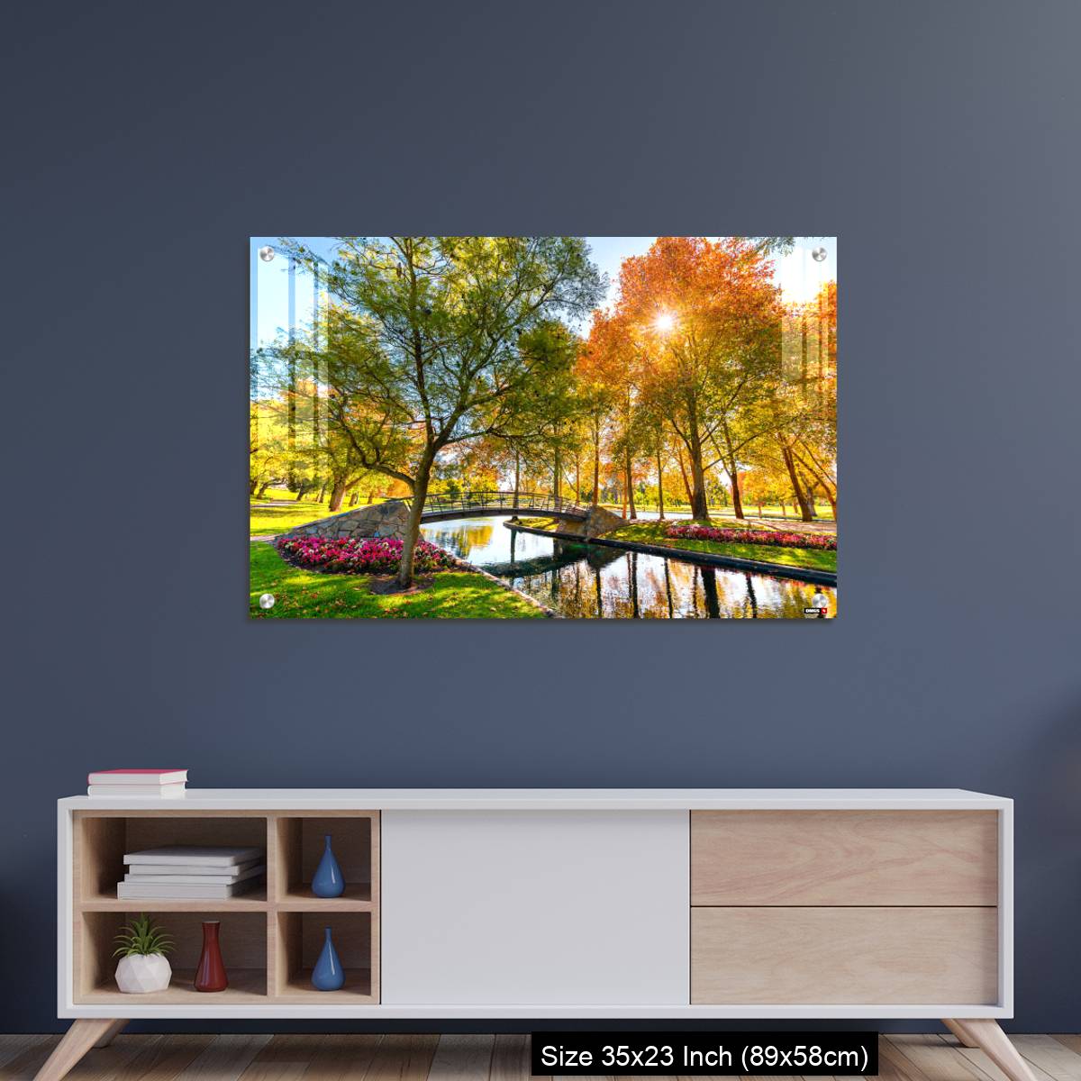 OMGs Acrylic Wall Decor – Rymill Park with bridge over the pond in Adelaide city - Image 8