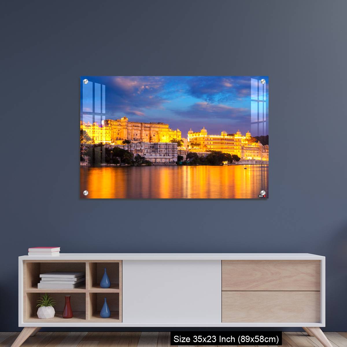 OMGs Acrylic Wall Decor – Udaipur City Palace in the evening view. Udaipur, India - Image 8