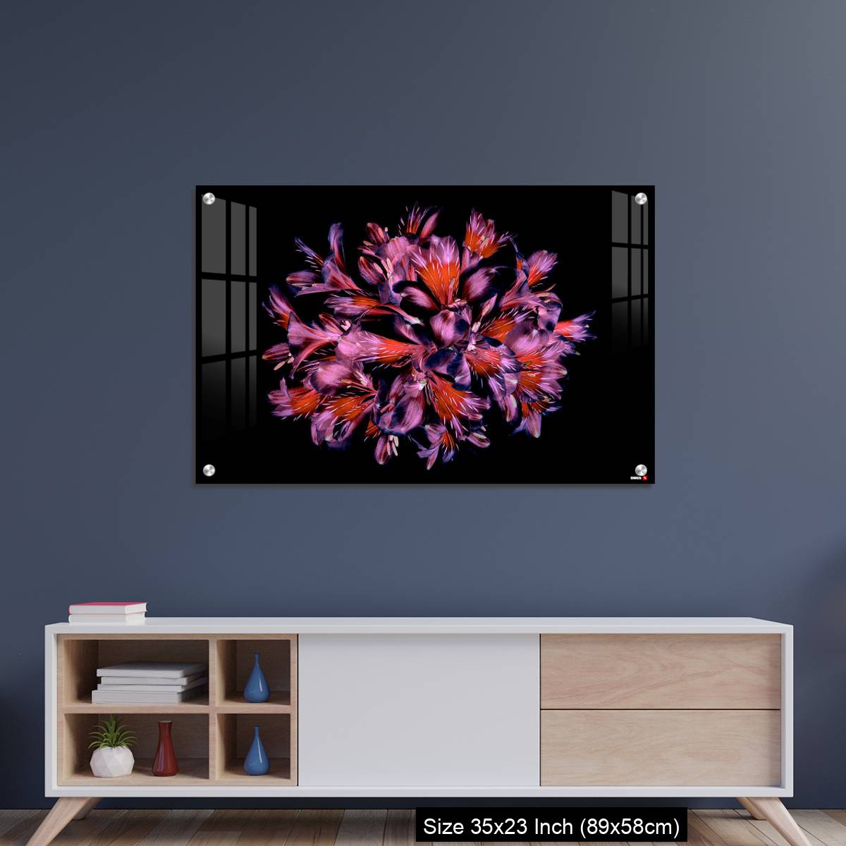 OMGs Acrylic Wall Decor – Vibrant coloured floral abstract design using Peruvian lilies with black background - Image 8