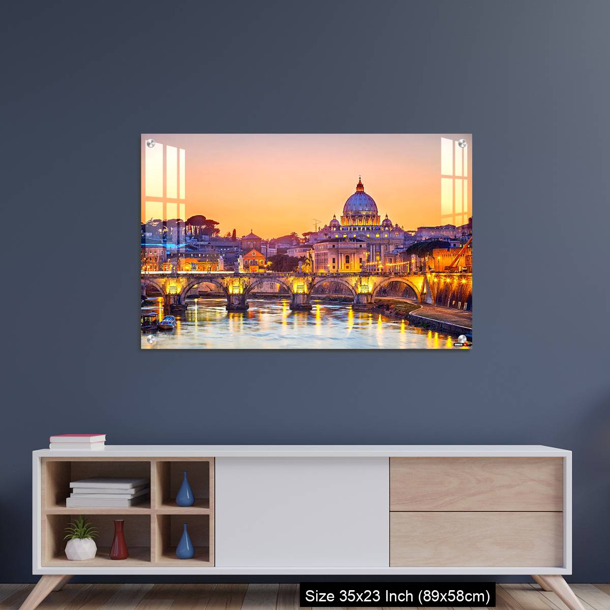 OMGs Acrylic Wall Decor – View on Tiber and St. Peter's cathedral at night, Rome - Image 8