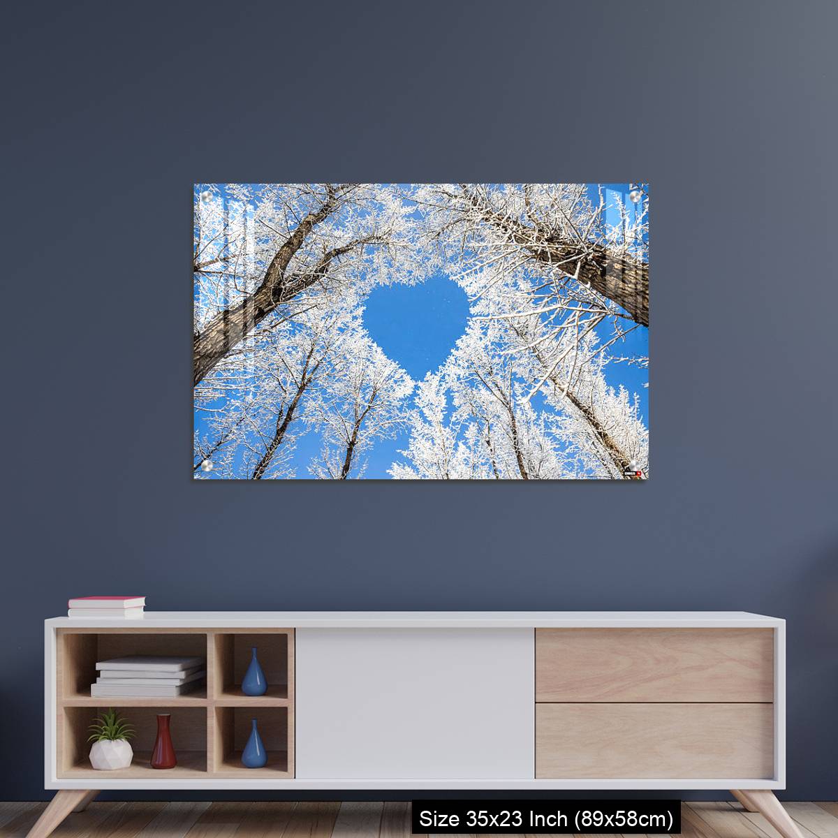 OMGs Acrylic Wall Decor – Winter landscape,branches form a heart-shaped pattern - Image 8