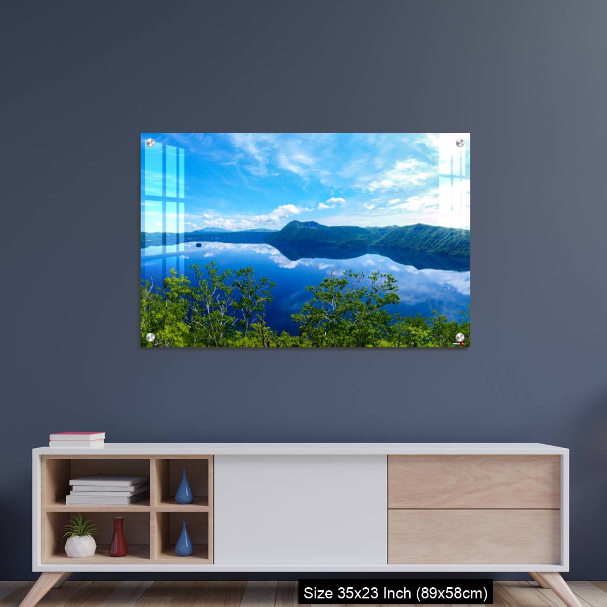 OMGs Acrylic Wall Decor – panoramic view of a lake reflecting sky. Lake Mashu,Akan National Park,Japan. - Image 8