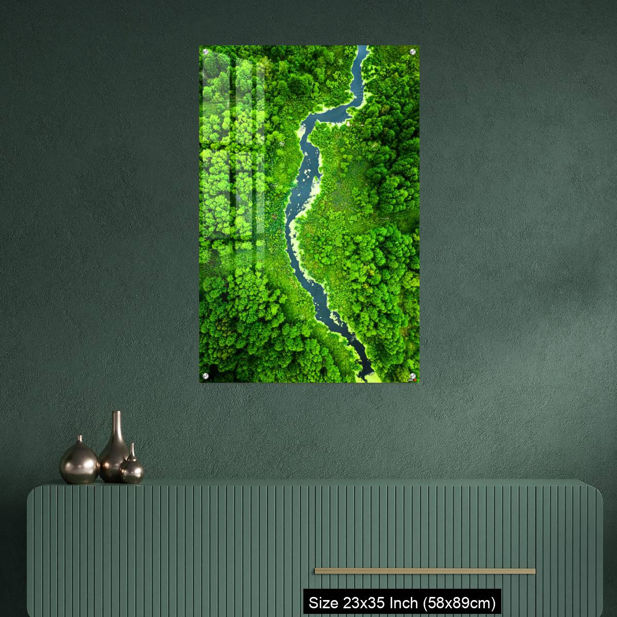 OMGs Acrylic Wall Decor – Top view of green algae on river in spring, Poland - Image 9