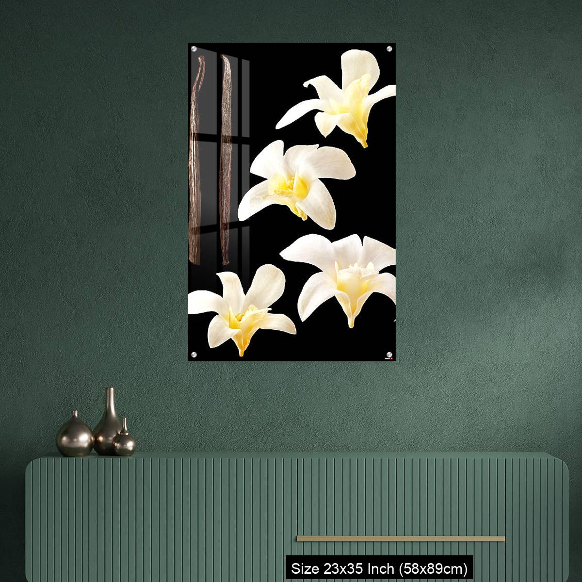 OMGs Acrylic Wall Decor – Vanilla flowers and stick isolated on black background - Image 9