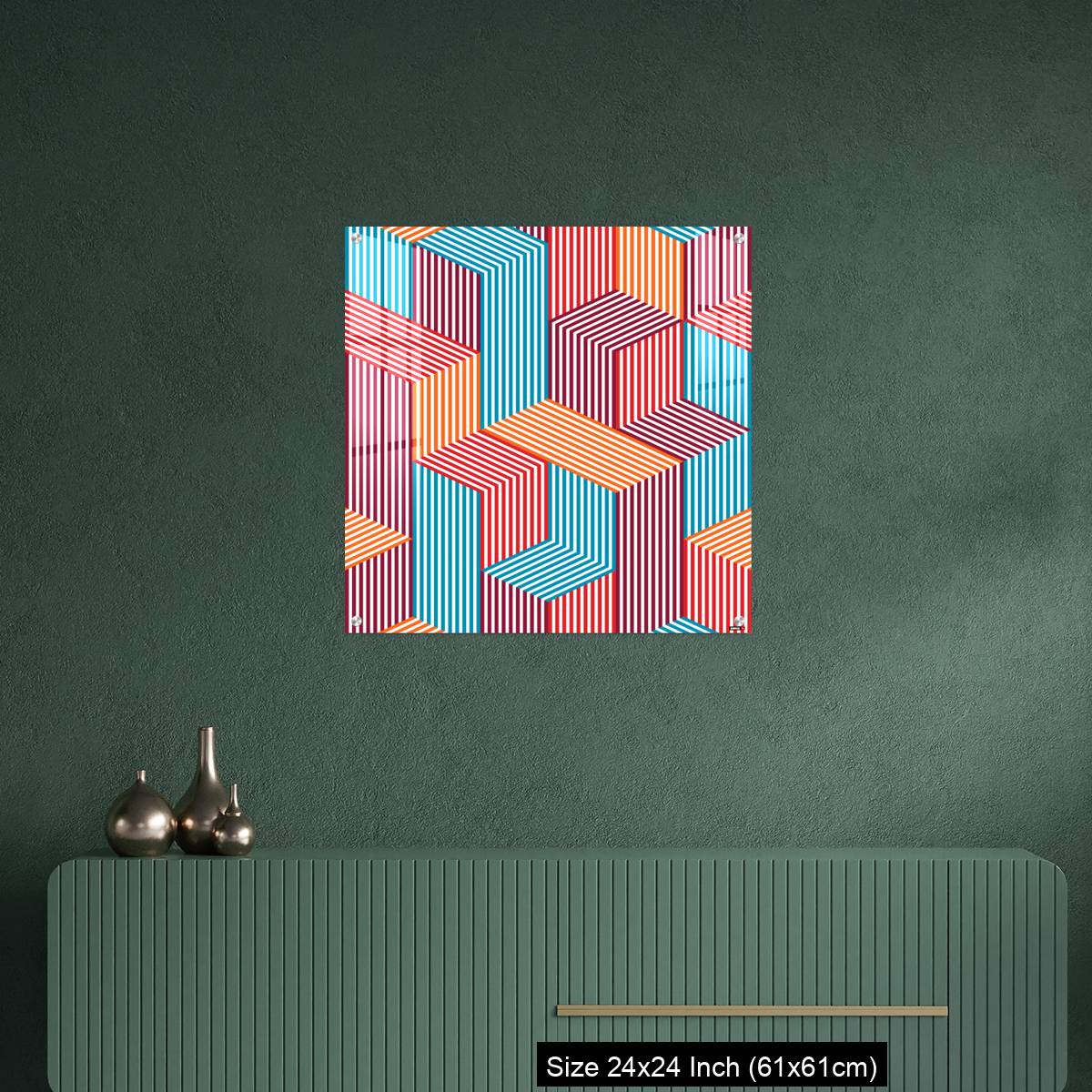 OMGs Acrylic Wall Decor – 3D dimensional lined cubes seamless pattern, geometric endless texture with lines and boxes - Image 9