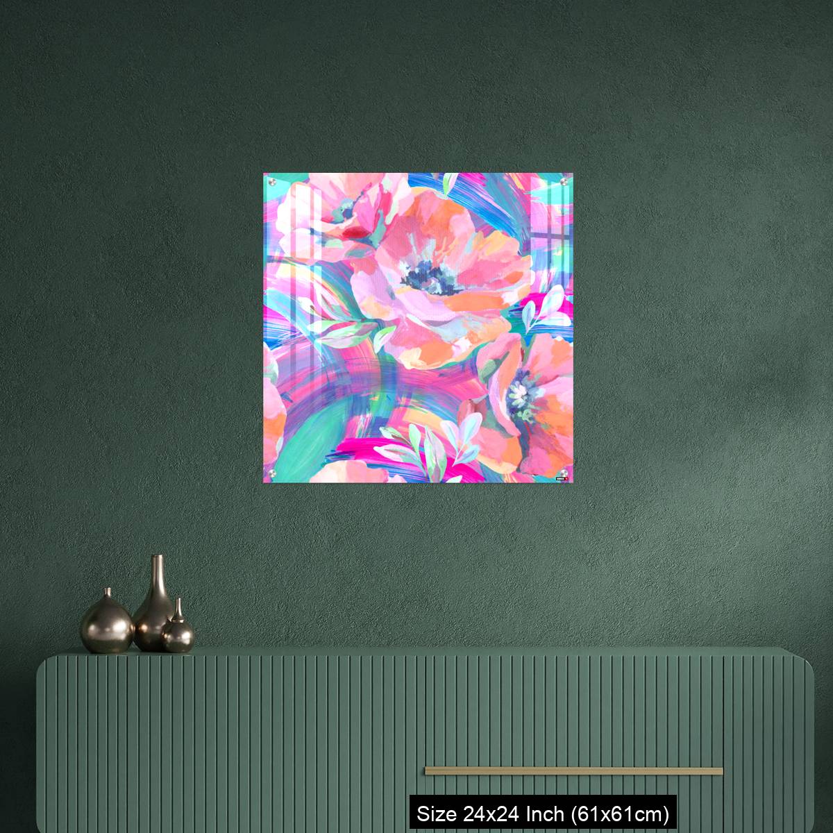 OMGs Acrylic Wall Decor – Acrylic flowers, leaves, paint smears seamless pattern. - Image 9